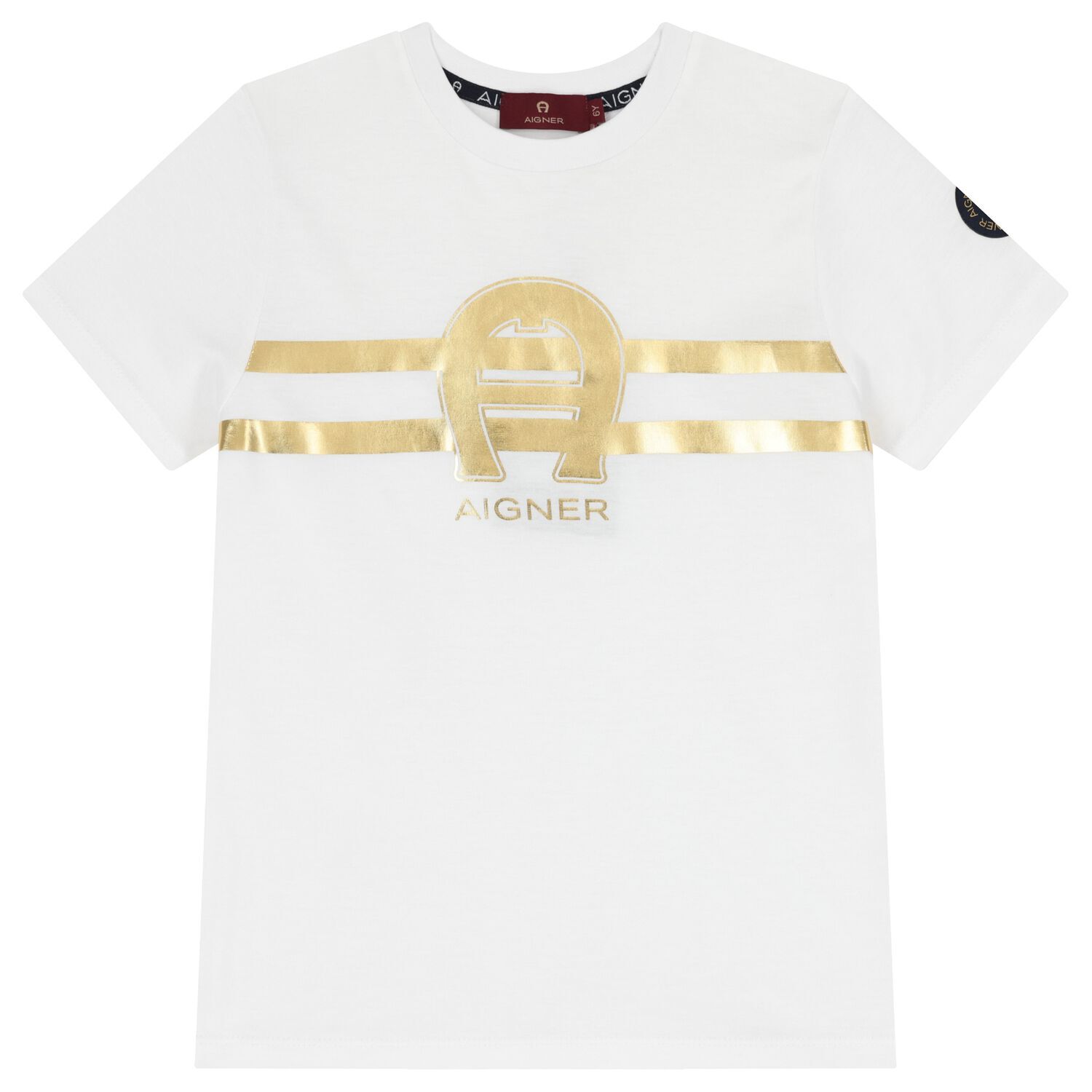 Boys White & Gold Logo T-Shirt, 1, hi-res image number null