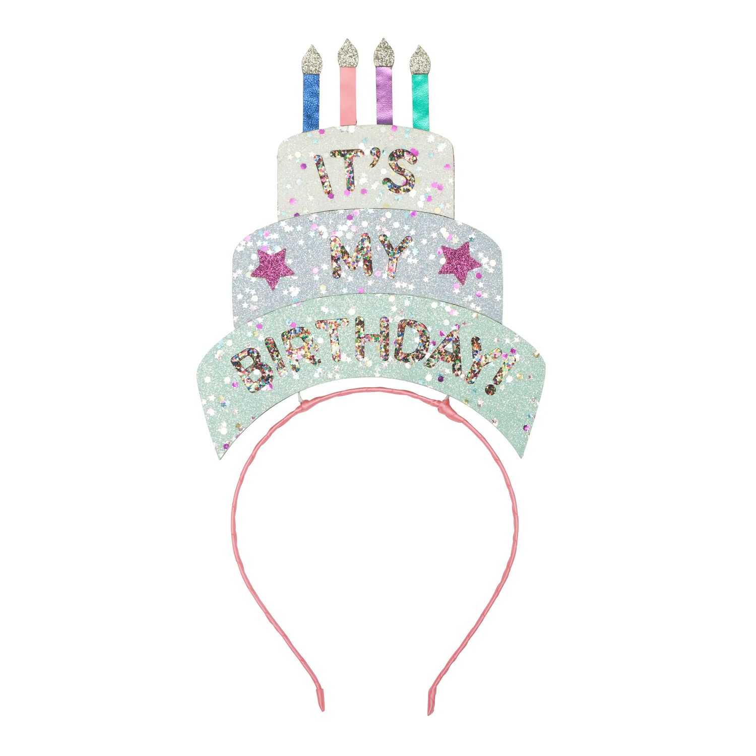 Girls Pink Birthday Cake Headband, 1, hi-res