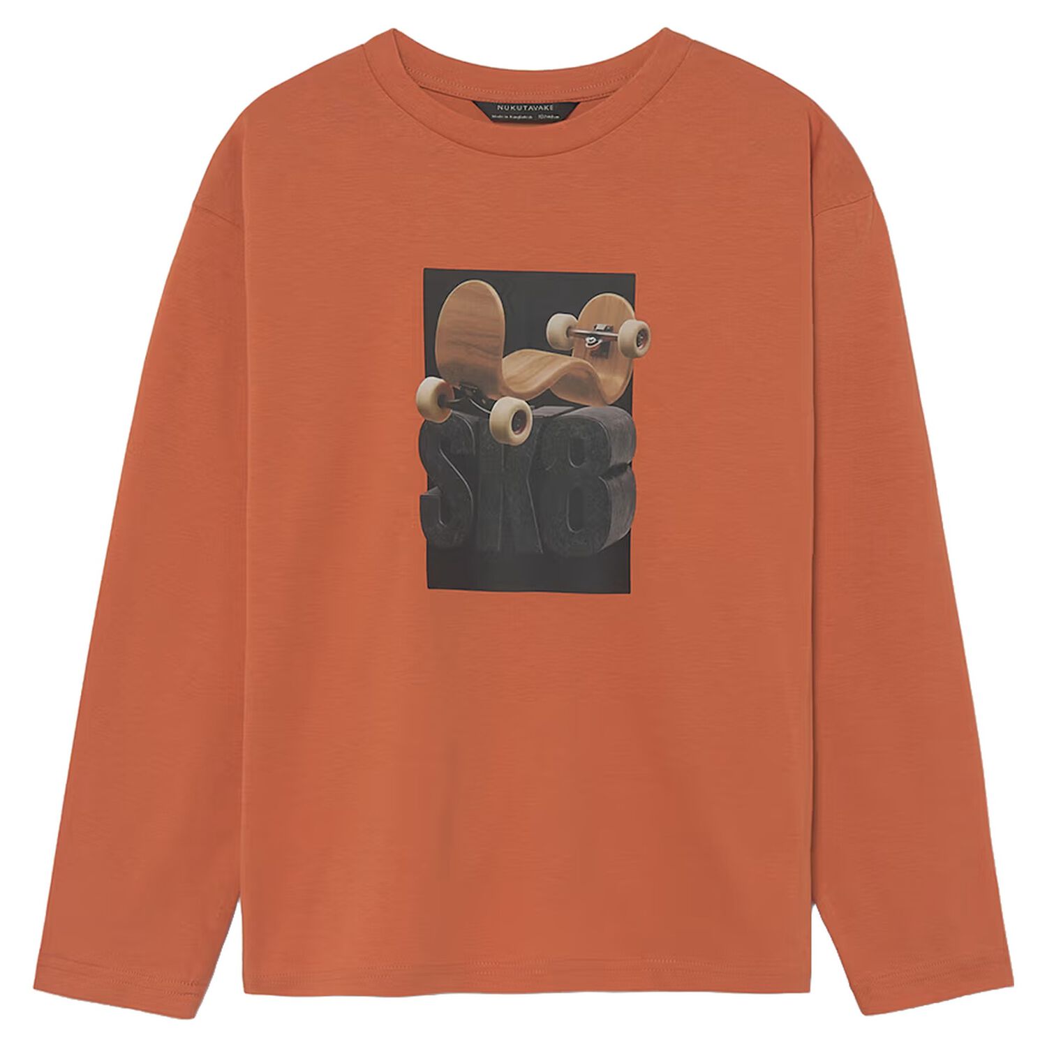 Boys Orange Basketball Long Sleeve Top, 2, hi-res