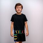 Boys Black Logo Pyjamas, 3, hi-res