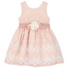 Girls Pink Embroidered Organza Dress, 1, hi-res