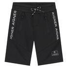 Younger Boys Black Logo Shorts, 1, hi-res