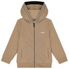 Boys Beige Logo Tracksuit, 2, hi-res