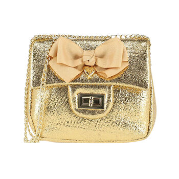 Girls Gold Bow Handbag