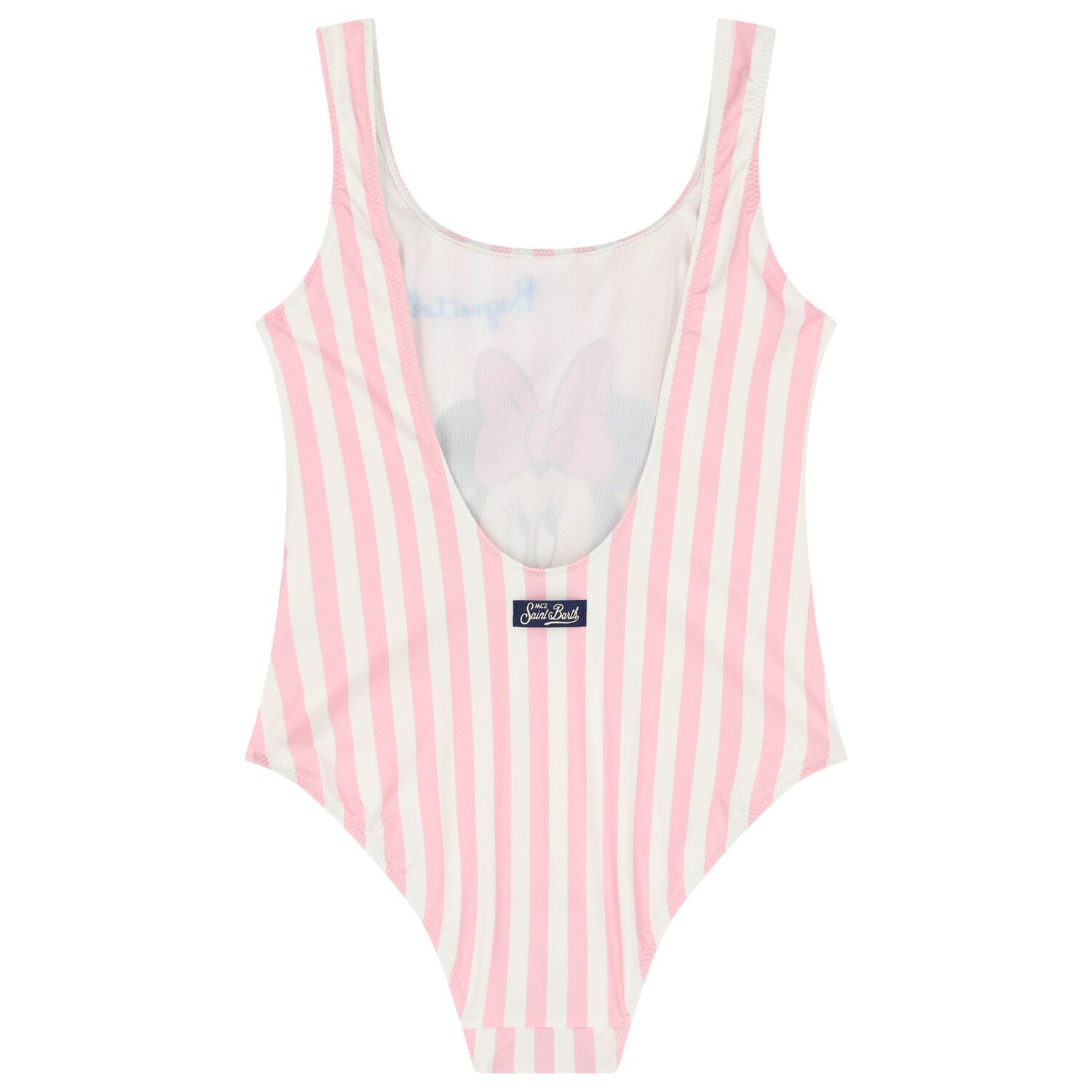 Girls Pink & White Striped Minnie Mouse Disney Swimsuit, 1, hi-res
