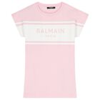 Girls Pink Logo Dress, 1, hi-res