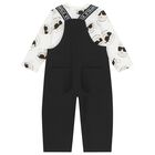 Baby Boys Black & White Ikonik Dungaree Set, 1, hi-res
