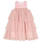 Girls Pink Flower Tiered Dress, 1, hi-res