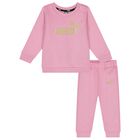 Younger Girls Pink Logo Tracksuit, 2, hi-res