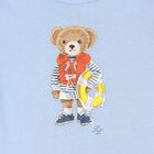Baby Boys Blue Cotton Polo Bear T-Shirt, 1, hi-res