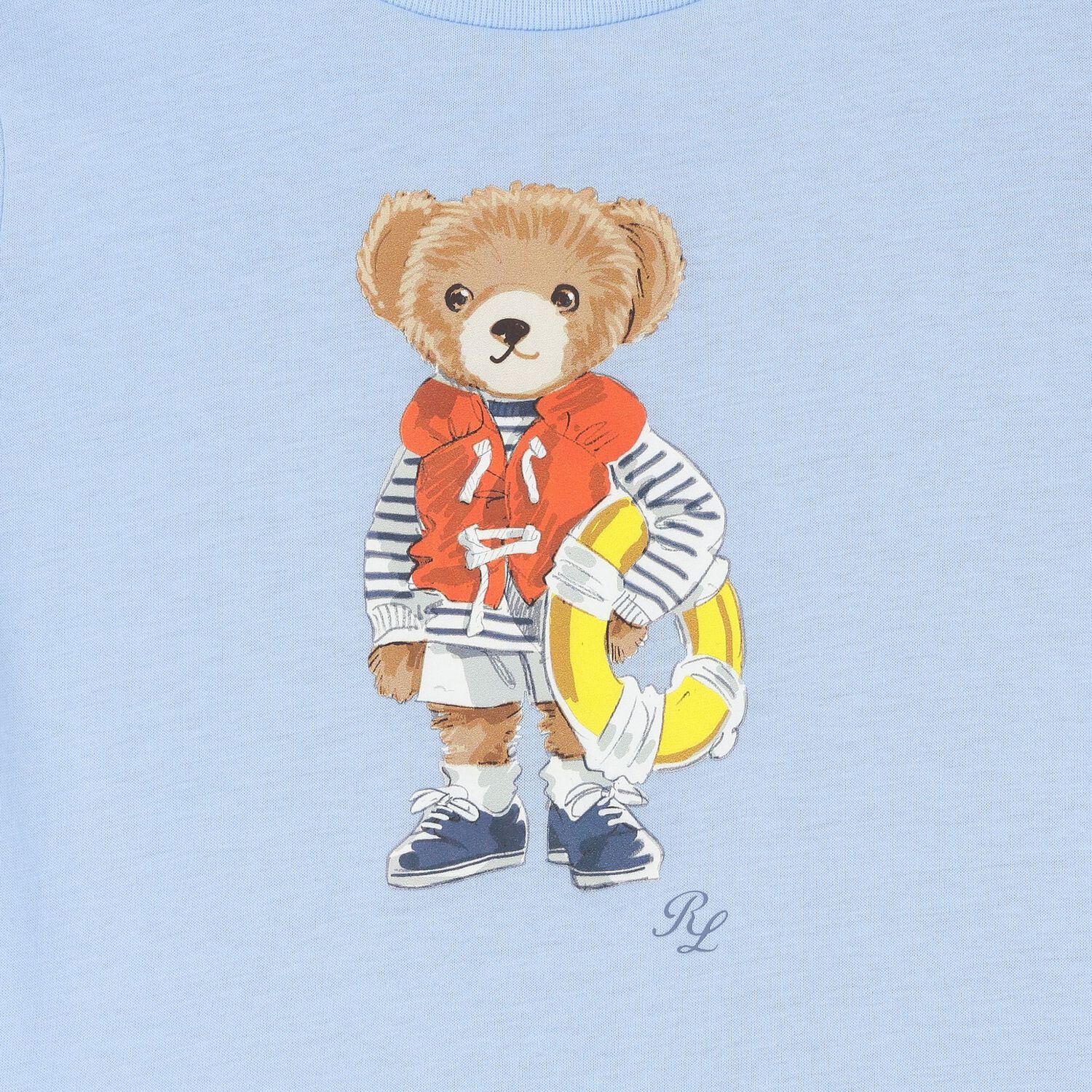 Baby Boys Blue Cotton Polo Bear T-Shirt, 1, hi-res