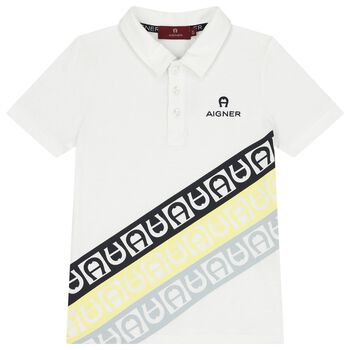 Boys White Logo Polo Shirt