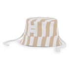 Baby Boys Beige & White Striped Logo Reversible Hat, 2, hi-res