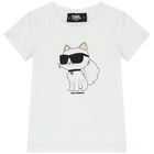 Girls White Choupette T-Shirt, 1, hi-res