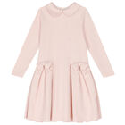 Girls Pink Bow Dress, 1, hi-res