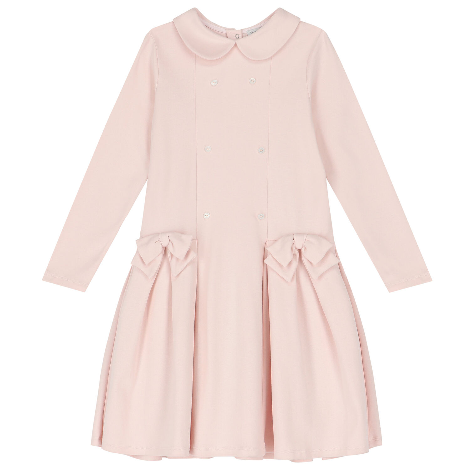 Girls Pink Bow Dress, 1, hi-res