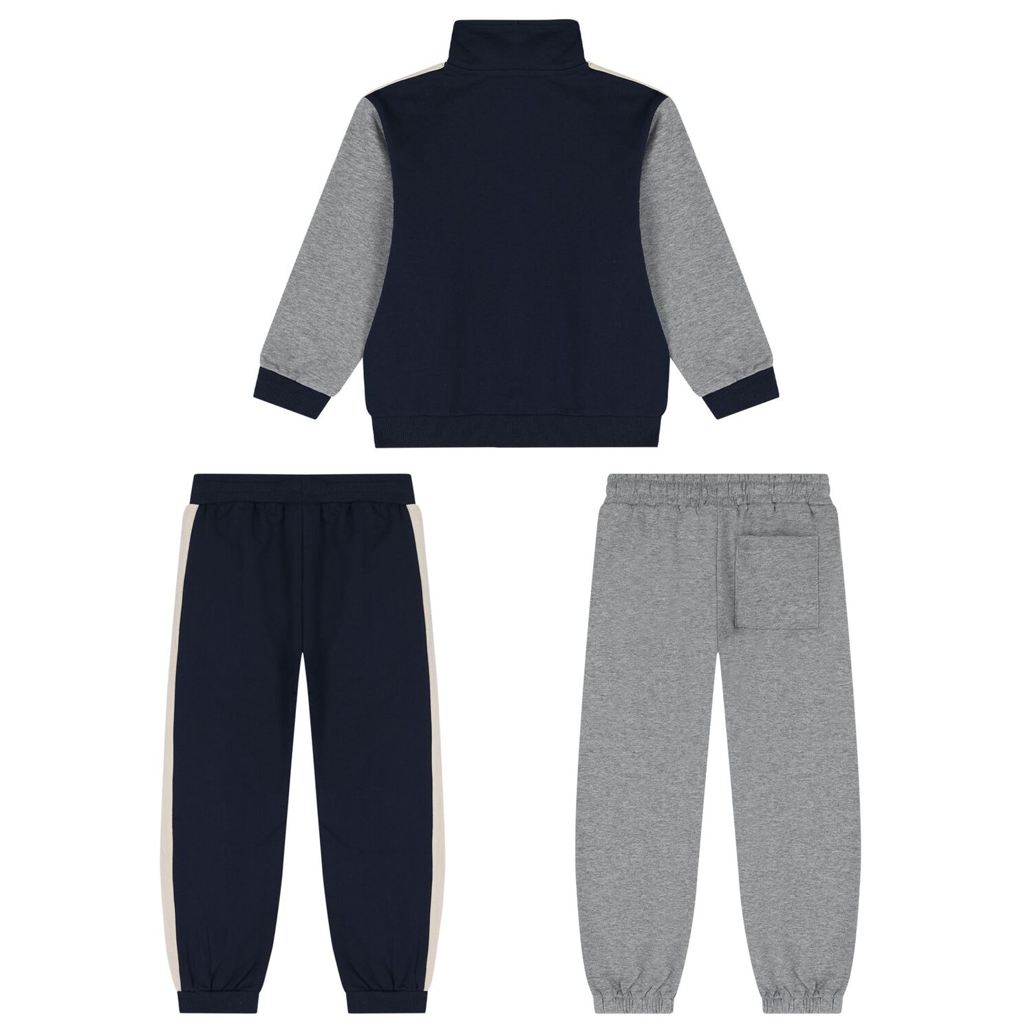 Boys Navy Blue & Grey Tracksuit Set ( 3 Piece ), 3, hi-res