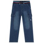 Boys Blue Denim Joggers, 1, hi-res
