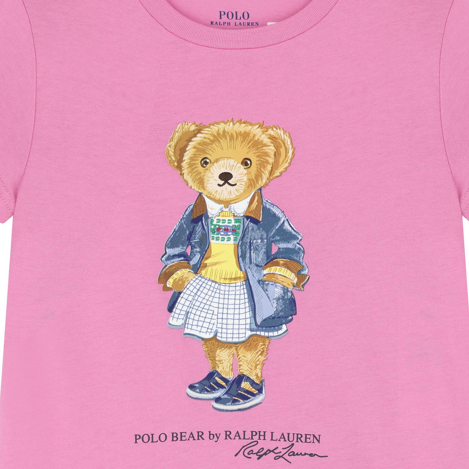 Girls Pink Cotton Bear T-Shirt, 1, hi-res