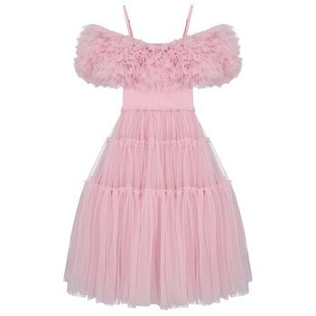 Girls Pink Ruffled Tulle Dress