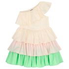 Girls Ivory Ruffled Dress, 1, hi-res