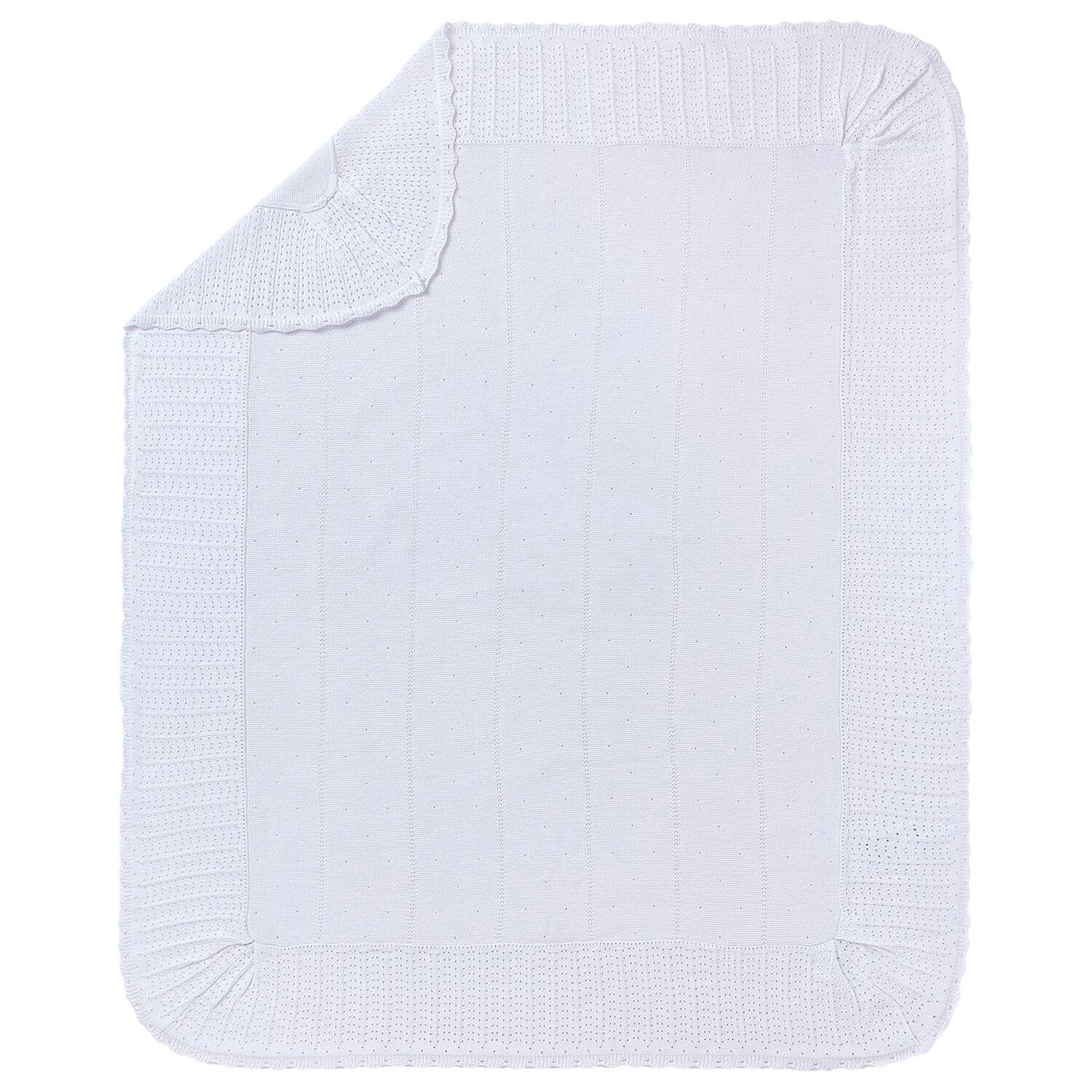 White Cotton Knit Baby Blanket, 3, hi-res image number null