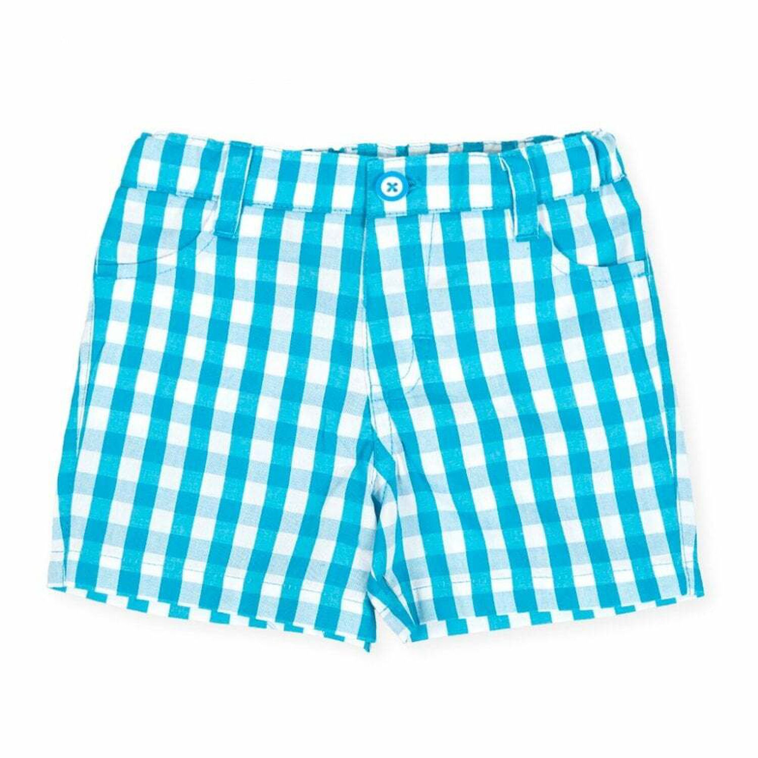 Boys Blue Checkered Shorts, 1, hi-res