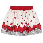 Girls Ivory & Red Bow Skirt Set, 1, hi-res