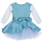 Girls Blue Satin & Tulle Dress, 1, hi-res