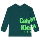 Boys Green Logo Long Sleeve , 2, hi-res