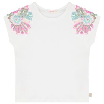 Girls White Sequin T-Shirt