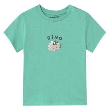 Younger Boys Green Cotton Dinosaur T-Shirt