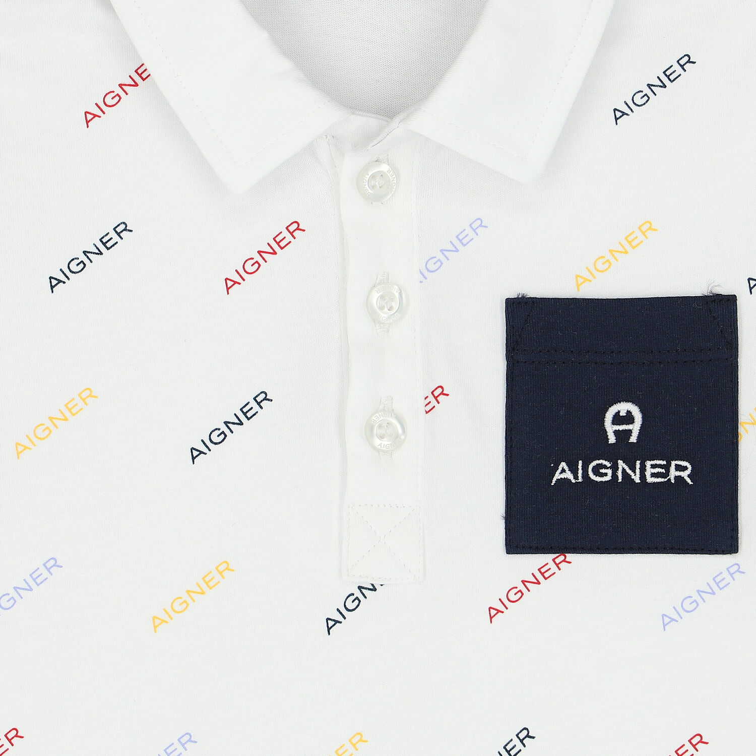 Younger Boys White Logo Polo Shirt, 1, hi-res
