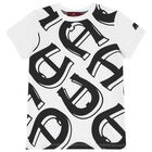 Boys White & Black Logo T-Shirt, 1, hi-res