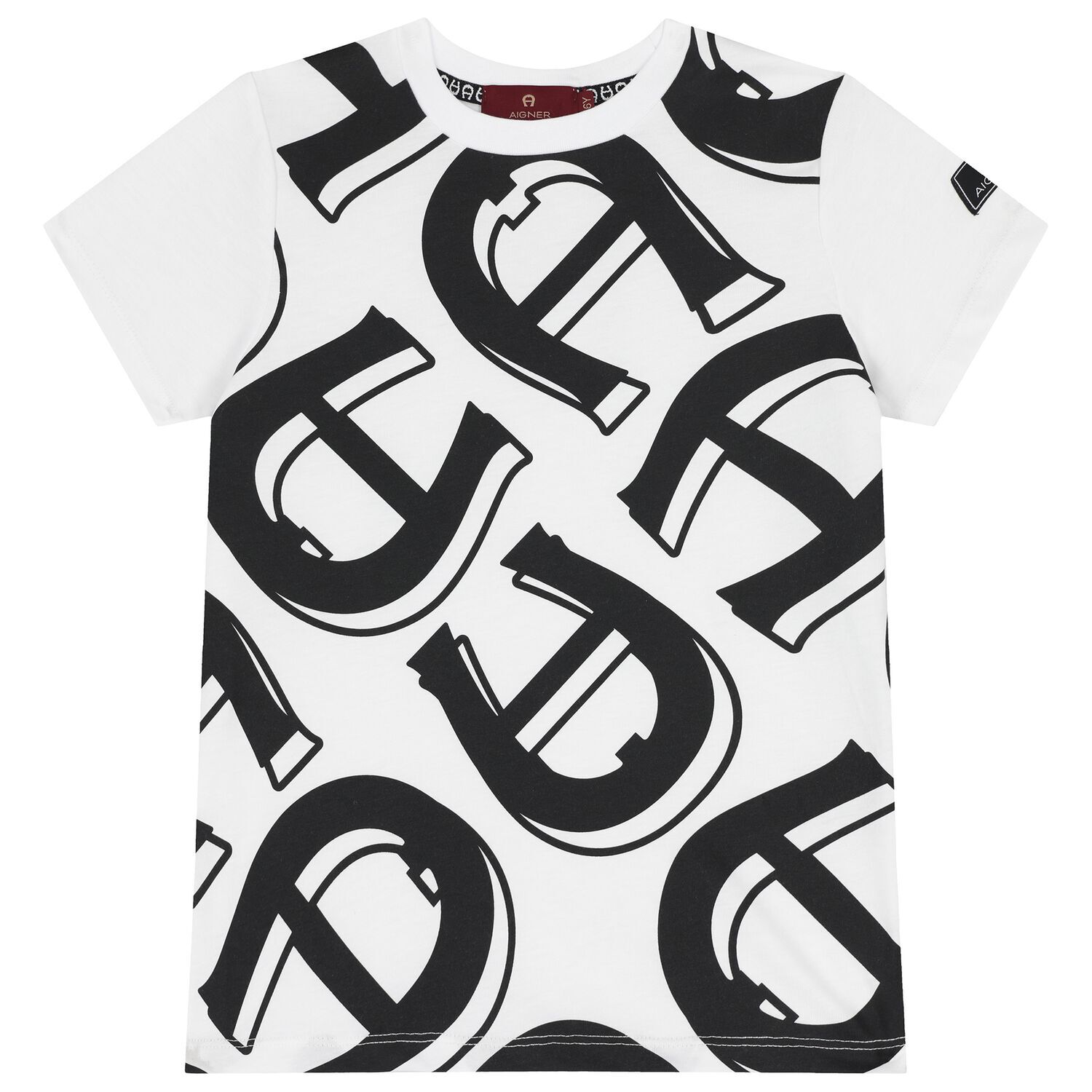 Boys White & Black Logo T-Shirt, 1, hi-res