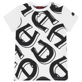 Boys White & Black Logo T-Shirt