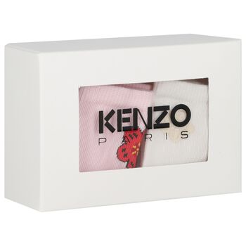 Baby Girls Pink & Ivory Flower Socks ( 2 Pack )