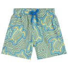 Boys Green Turtle Swim Shorts, 1, hi-res