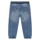Younger Boys Blue Denim Joggers, 1, hi-res