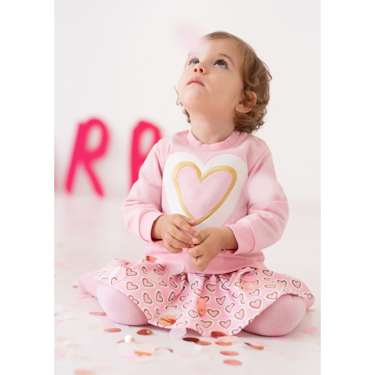 Girls Pink Heart Dress Set, 1, hi-res image number null