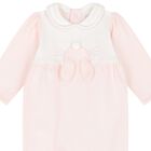 Baby Girls White & Pink Babygrow, 1, hi-res