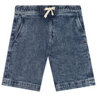Boys Blue Logo Denim Shorts, 1, hi-res