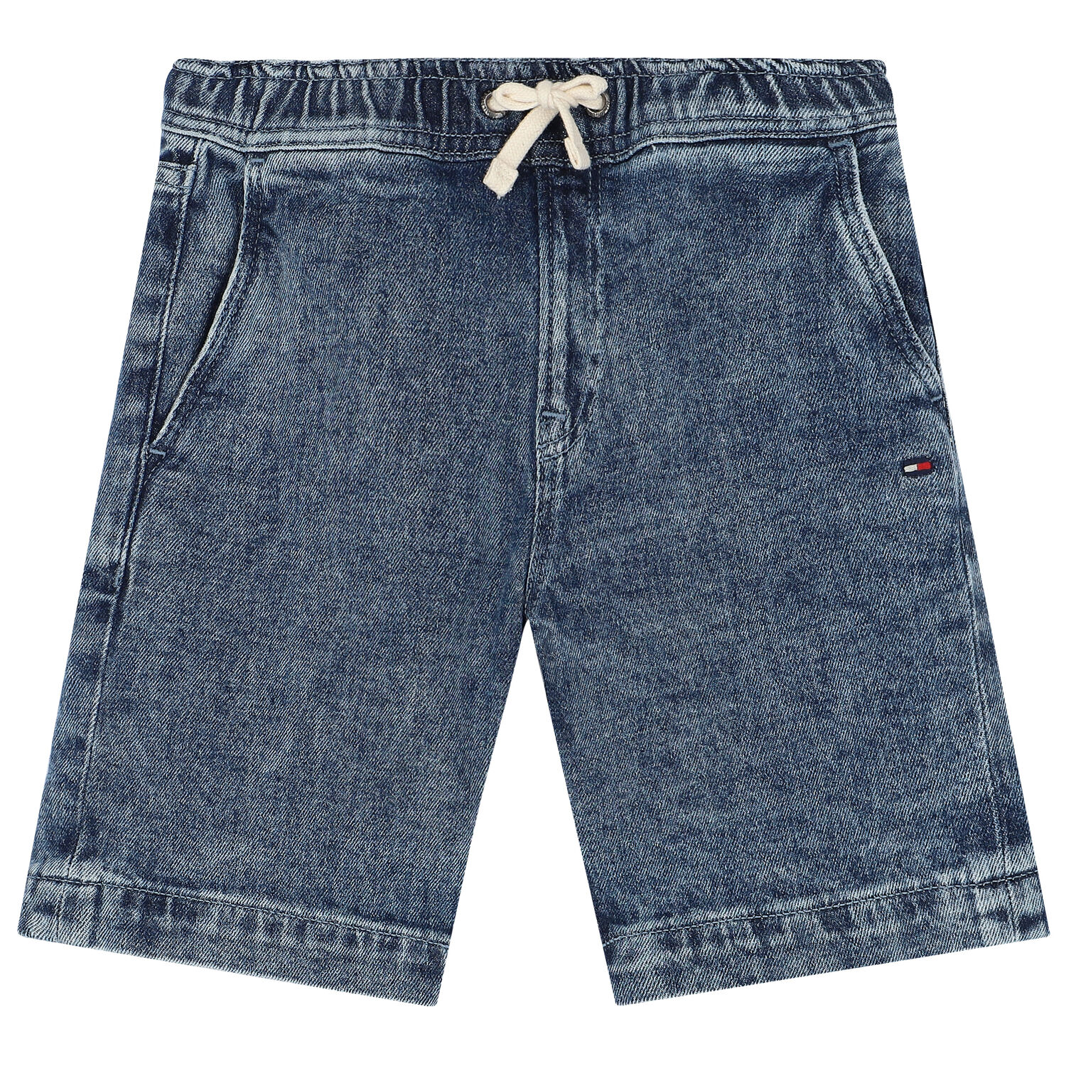 Boys Blue Logo Denim Shorts, 1, hi-res