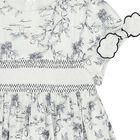 Girls White & Navy Blue Smocked Dress, 1, hi-res