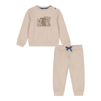 Baby Boys Beige Teddy Bear Tracksuit