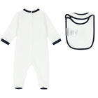 Baby Boys White Logo Babygrow Set, 1, hi-res