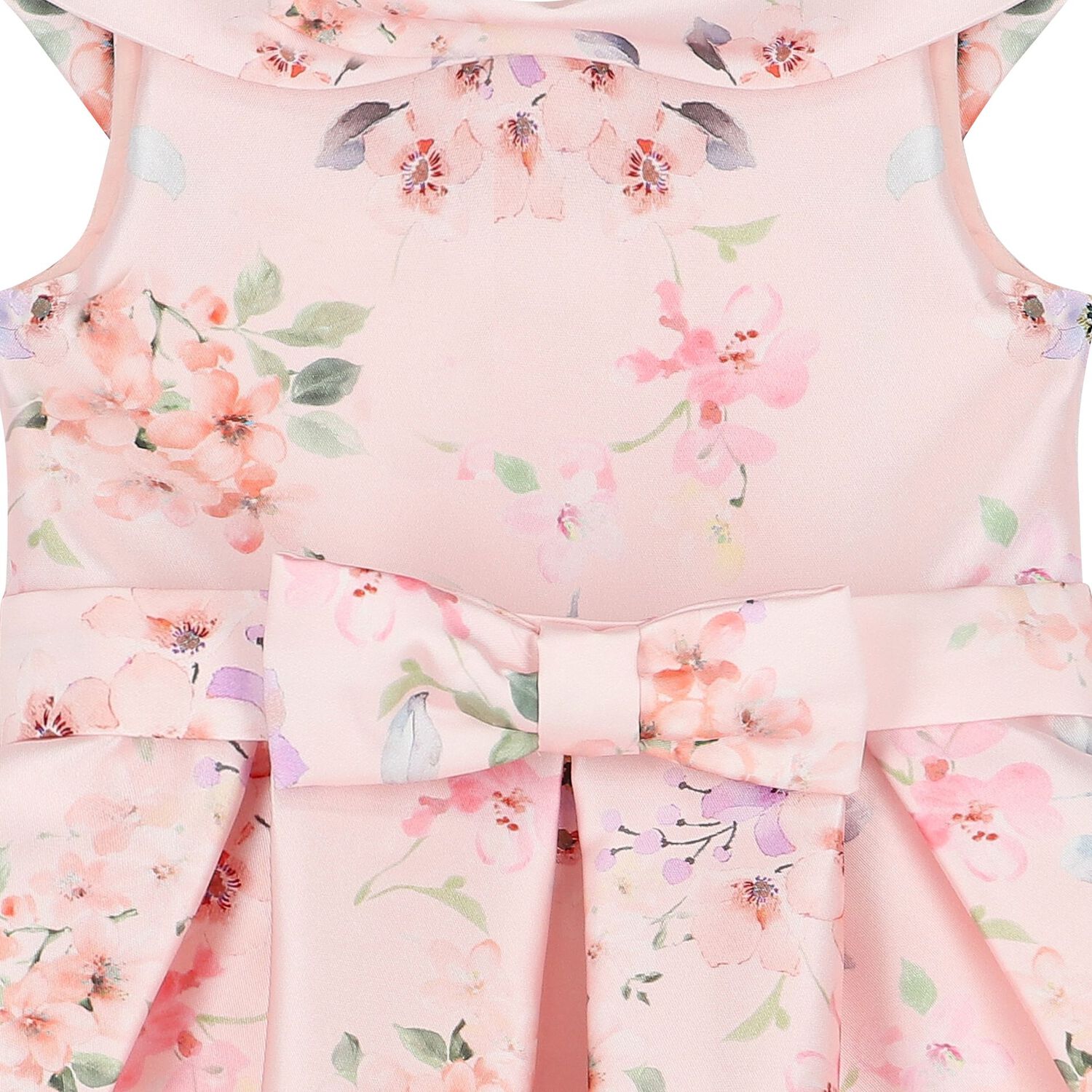 Girls Pink Floral Satin Dress, 1, hi-res image number null