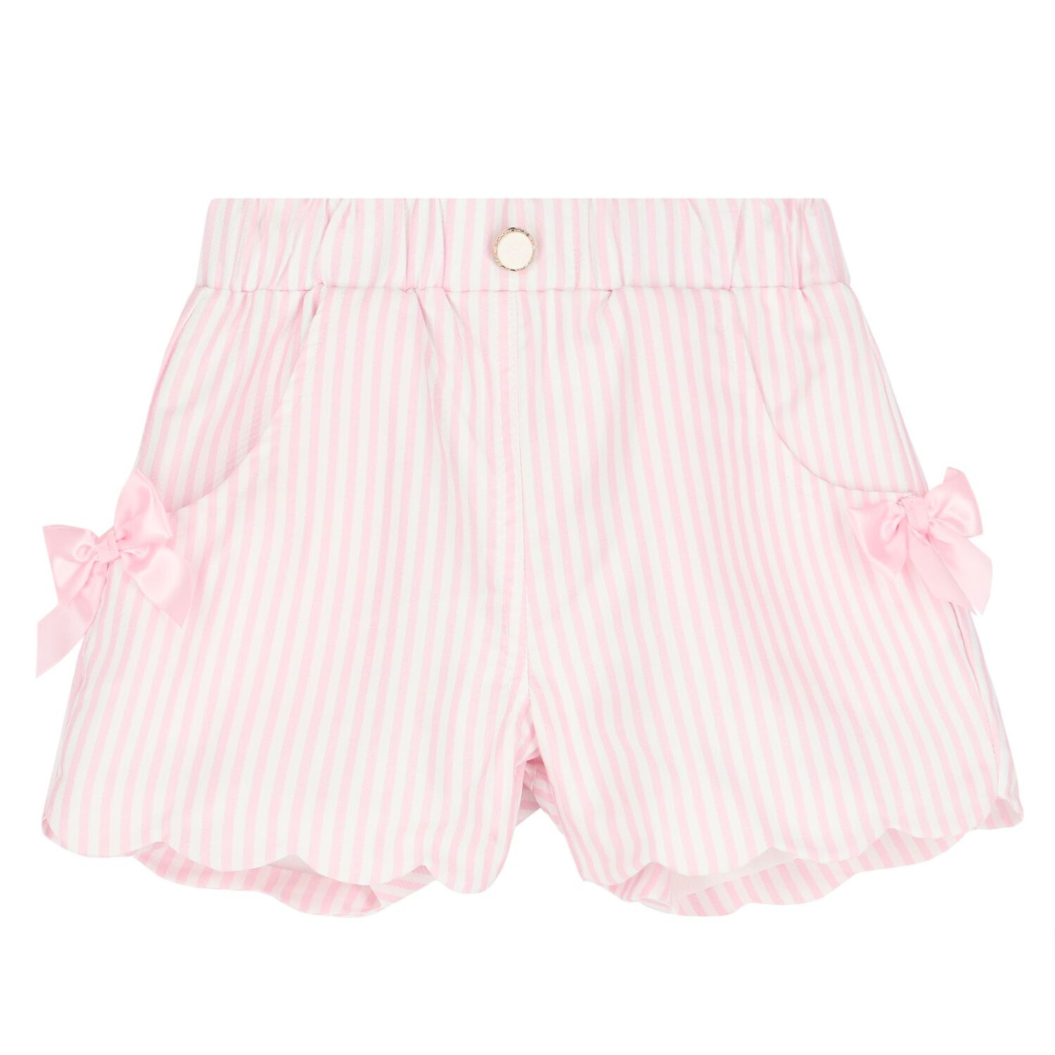 Girls Ivory & Pink Striped Shorts Set, 1, hi-res