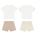 Baby Boys White & Beige Cotton Shorts Set ( 2-Pack ), 2, hi-res