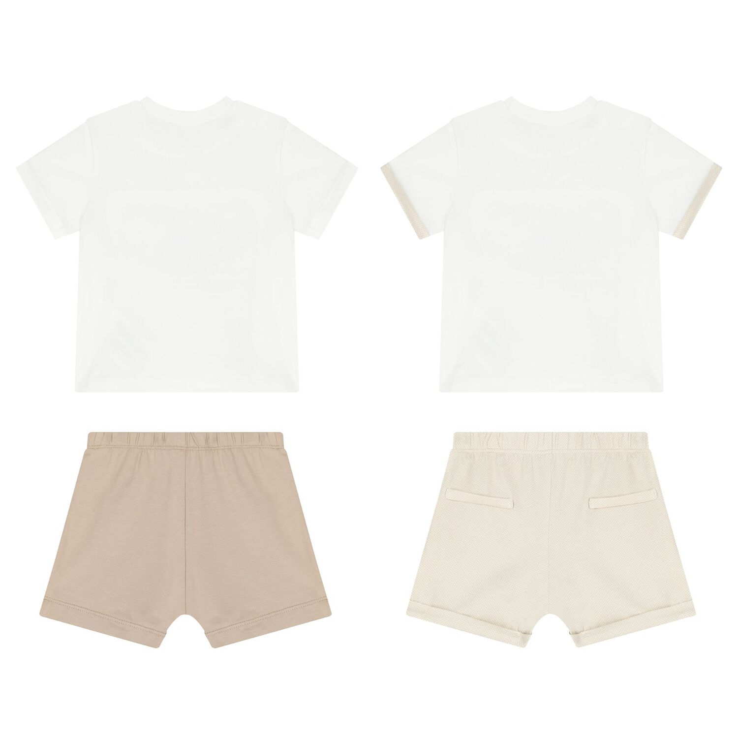 Baby Boys White & Beige Cotton Shorts Set ( 2-Pack ), 2, hi-res image number null